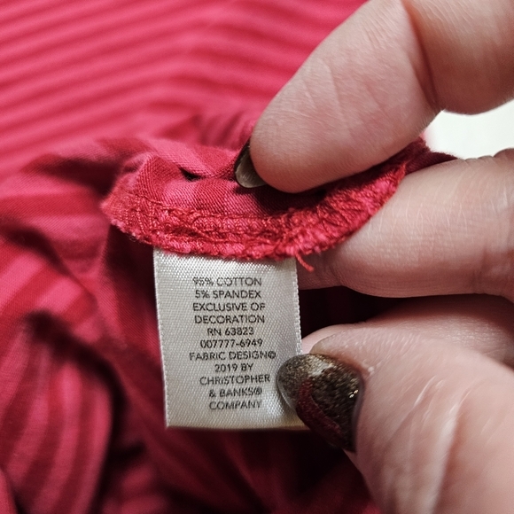 Christopher &‎ Banks Womens XL Red Striped Llama Long Sleeve T Shirt Top - Picture 9 of 10